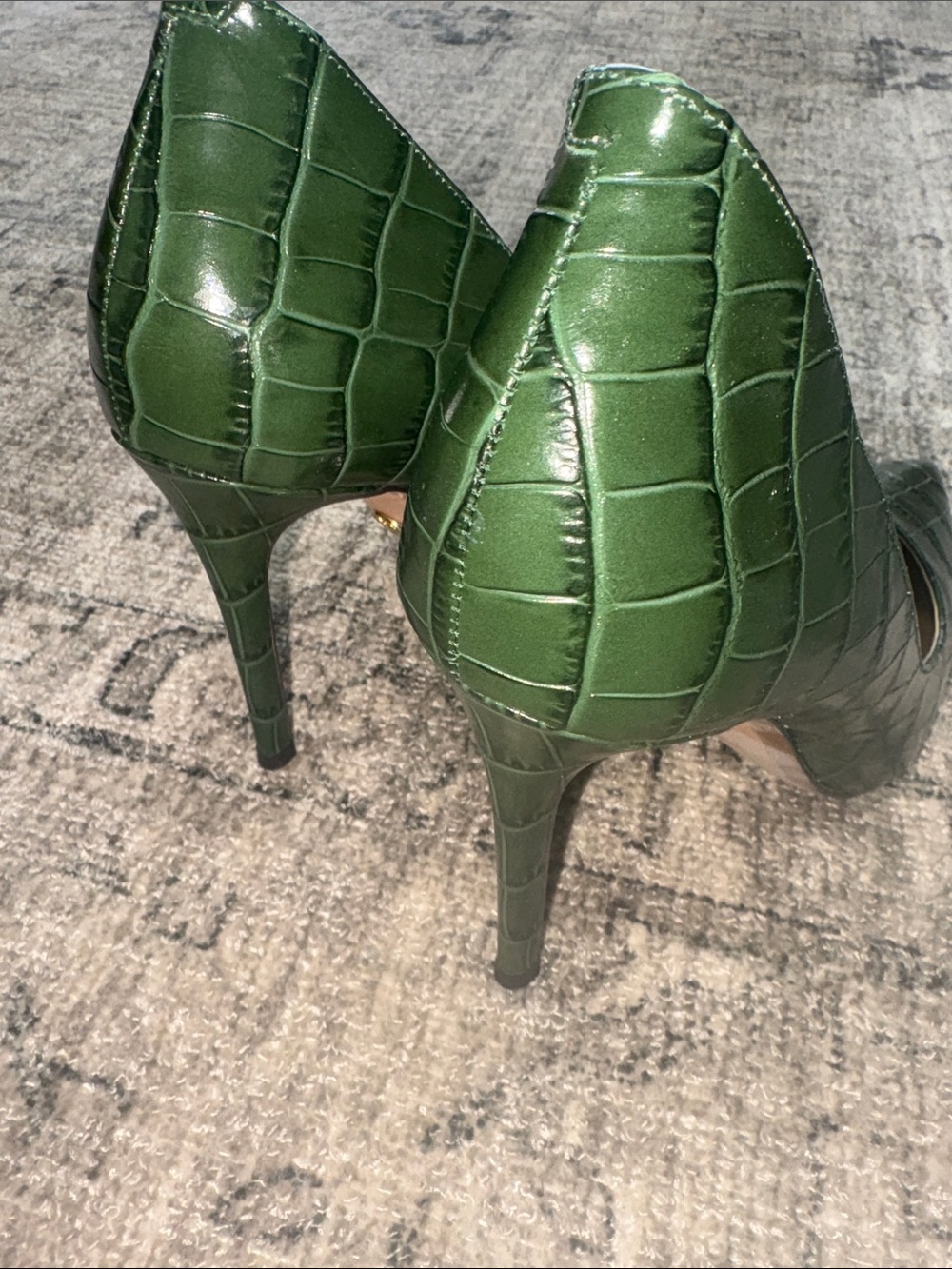 Michael Kors Dark Green Croc-Embossed Pointed Toe Pumps - Picture 5 of 7